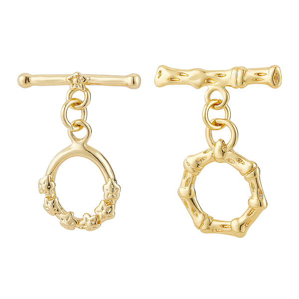

PandaHall BENECREAT 12 Sets 2 Style Brass Toggle Clasps, with Jump Rings, Long-Lasting Plated, Real 18K Gold Plated, 6 sets/style Brass Ring