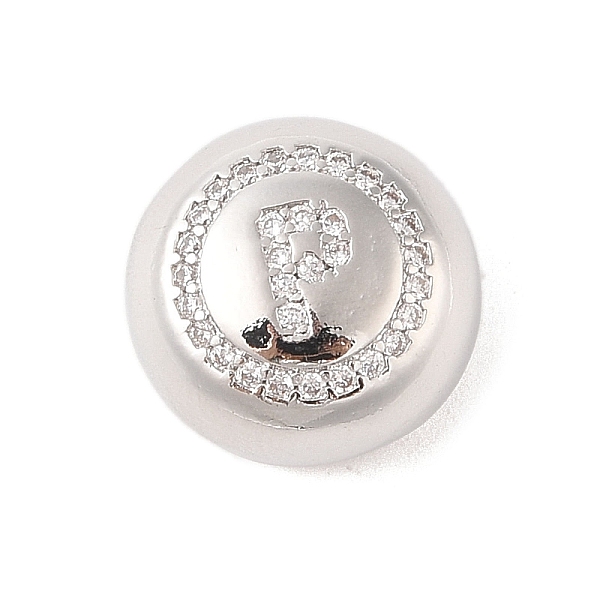 

PandaHall Rack Plating Brass & Cubic Zirconia Pendants, Cadmium Free & Lead Free, Long-Lasting Plated, Flat Round with Letter, Letter P..., Clear