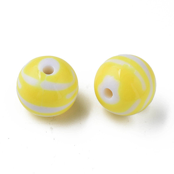 

PandaHall Opaque Striped Acrylic Beads, Round, Yellow, 19mm, Hole: 3mm, about 112pcs/500g Acrylic Round Yellow