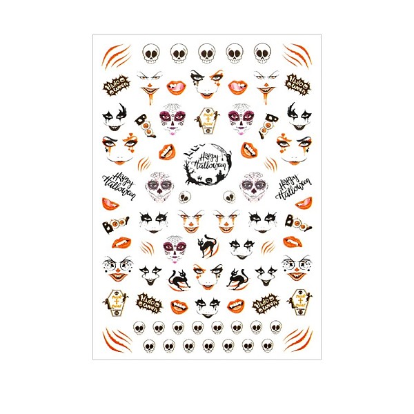 

PandaHall Nail Art Stickers Decals, Self-Adhesive, for Nail Tips Decorations, Skull Pattern, 105x70x0.3mm Paper Skull Red