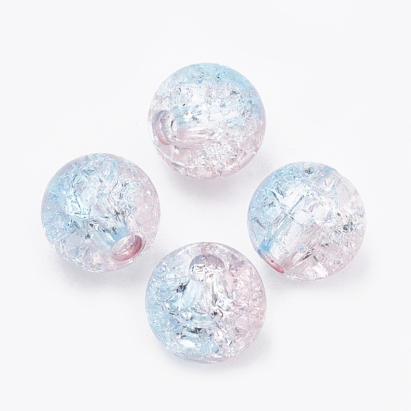 

PandaHall Acrylic Beads, Transparent Crackle Style, Two Tone Style, Round, Light Cyan, 8mm, Hole: 2mm, about 1840pcs/500g Acrylic Round Cyan