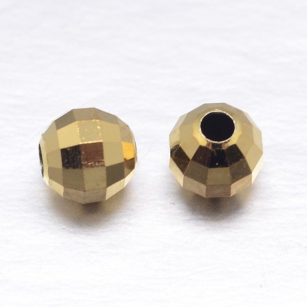 

PandaHall Faceted Round 925 Sterling Silver Spacer Beads, Real 18K Gold Plated, 4mm, Hole: 1.2mm, about 196pcs/20g Sterling Silver Round