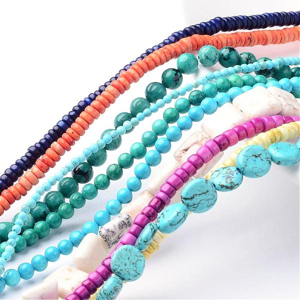 

PandaHall Natural Magnesite Bead Strands, Dyed & Heated, Mixed Shapes, Mixed Color, 2~10x2~10x2~5mm, Hole: 0.5~1mm, about 80~200pcs/strand..., Multicolor