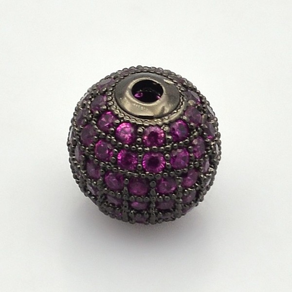 

PandaHall CZ Brass Micro Pave Grade AAA Magenta Color Cubic Zirconia Round Beads, Cadmium Free & Nickel Free & Lead Free, Gunmetal, 6mm..., Pink