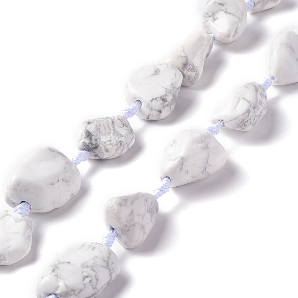 

PandaHall Natural Howlite Beads Strands, Nuggets, 16~36.8x13~28.5x8~21mm, Hole: 2~3.8mm, about 13pcs/strand, 16.26~17.52''(41.3~44.5cm)...