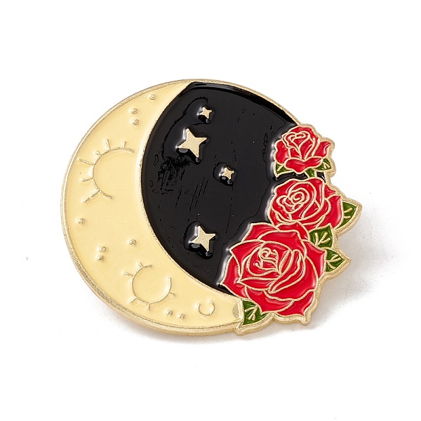 

PandaHall Moon with Rose Flower Enamel Pin, Alloy Badge for Backpack Clothes, Golden, Colorful, 29x31.5x1.5mm, Pin: 1mm Alloy+Enamel..., Multicolor