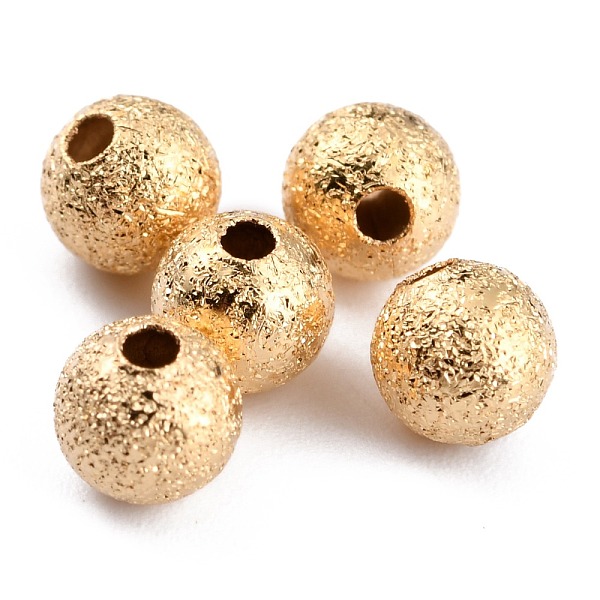 

PandaHall Long-Lasting Plated Brass Beads, Textured Beads, Round, Real 24K Gold Plated, 5mm, Hole: 1.5mm Brass Round