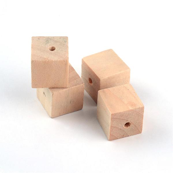 

PandaHall Unfinished Wood Beads, Natural Wooden Beads, Lead Free, Cube, 15~15.5x15~15.5x15~15.5mm, Hole: 3mm Schima Wood Cube Orange