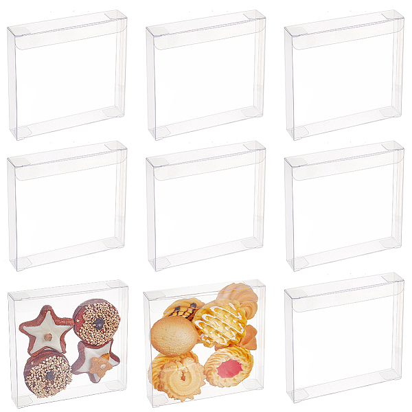

PandaHall BENECREAT 20pcs Transparent Gift Boxes, 4.3x4.3x0.8inch Rectangle PET Clear Wedding Favor Boxes for Candy Chocolate, Valentine...