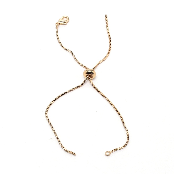 

PandaHall Brass Slider Bracelets Makings, with Box Chains and Lobster Claw Clasps, Light Gold, 9-7/8 inch(25cm), Hole: 1.5mm Brass