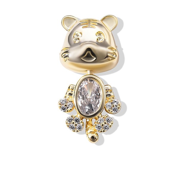 

PandaHall Tiger Brass Plated Gold Nail Decoration, with Cubic Zirconia, for Nail Art Decoration Accessories, Real 16K Gold Plated, 20x10x7mm...