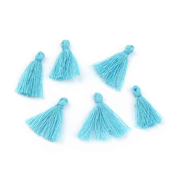 

PandaHall Polycotton(Polyester Cotton) Tassel Pendant Decorations, Light Sky Blue, 18~21x5~6mm Polycotton Blue