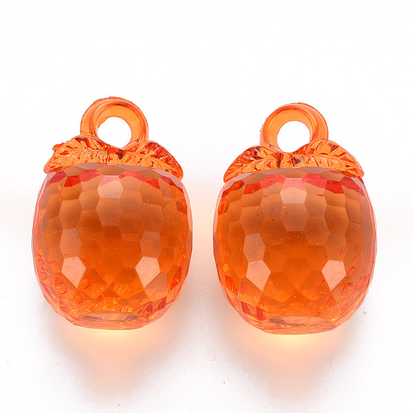 

PandaHall Autumn Theme Transparent Acrylic Pendants, Faceted, 3D Persimmon, Coral, 27.5x19.5mm, Hole: 4mm, about 95pcs/500g Acrylic Fruit..., Red