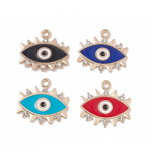 

PandaHall Alloy Rhinestone Pendants, Light Gold, Enamel Style, Evil Eye Charm, Mixed Color, 19x19x1.5mm, Hole: 1.6mm Alloy Rhinestone+Enamel..., Multicolor