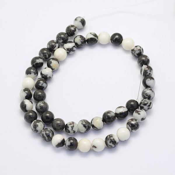 Natural Black Zebra Jasper Beads Strands