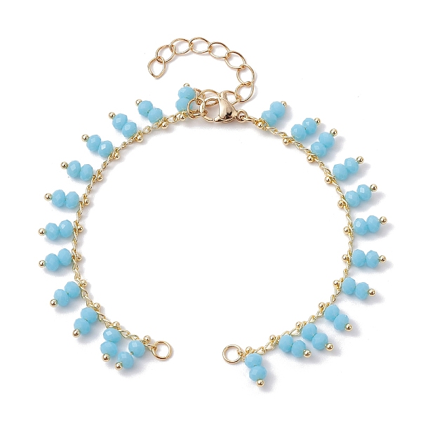 

PandaHall Handmade Glass Beaded Chain Link Bracelet Making, with Lobster Claw Clasp, Fit for Connector Charms, Light Sky Blue, 6-3/8 inch...