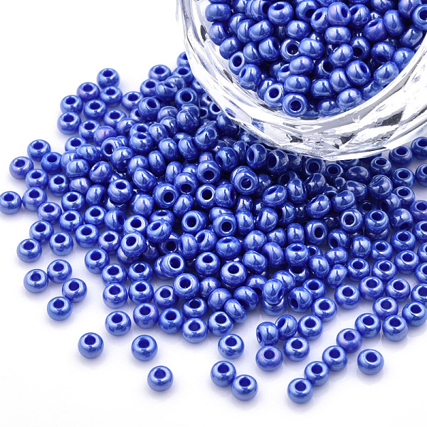 

PandaHall 8/0 Czech Opaque Glass Seed Beads, Lustered, Round, Royal Blue, 3x2mm, Hole: 1mm, about 500g/bag Czech Glass