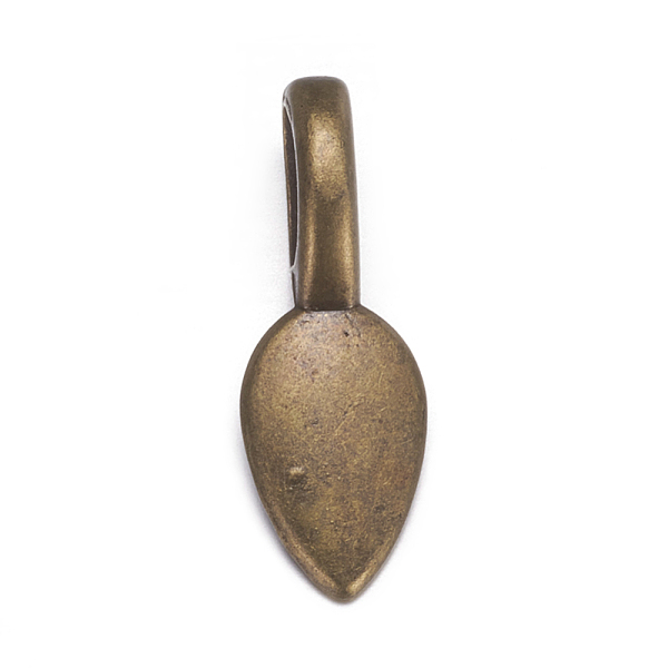

PandaHall Tibetan Style Alloy Glue-on Flat Pad Bails, Leaf, Cadmium Free & Nickel Free & Lead Free, Antique Bronze, 21x8x6mm, Hole: 4mm...