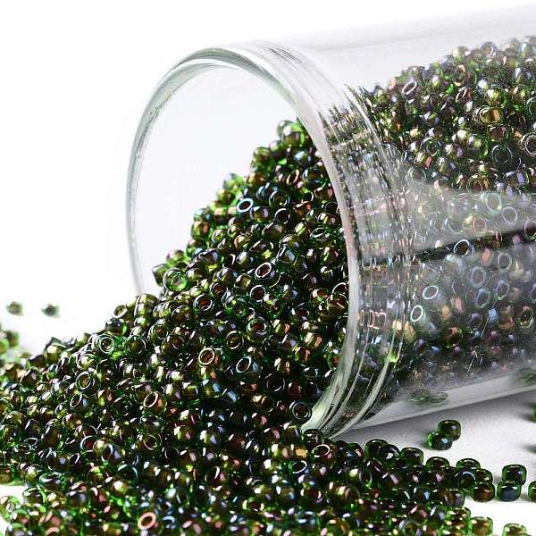 

PandaHall TOHO Round Seed Beads, Japanese Seed Beads, (247) Inside Color AB Jonquil/Dk Plum Lined, 15/0, 1.5mm, Hole: 0.7mm, about...