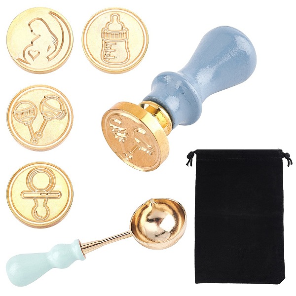 

PandaHall CRASPIRE DIY Stamp Making Kits, Including Brass Wax Seal Stamp Head, Brass Spoon, Pear Wood Handle, Rectangle Velvet Pouches...