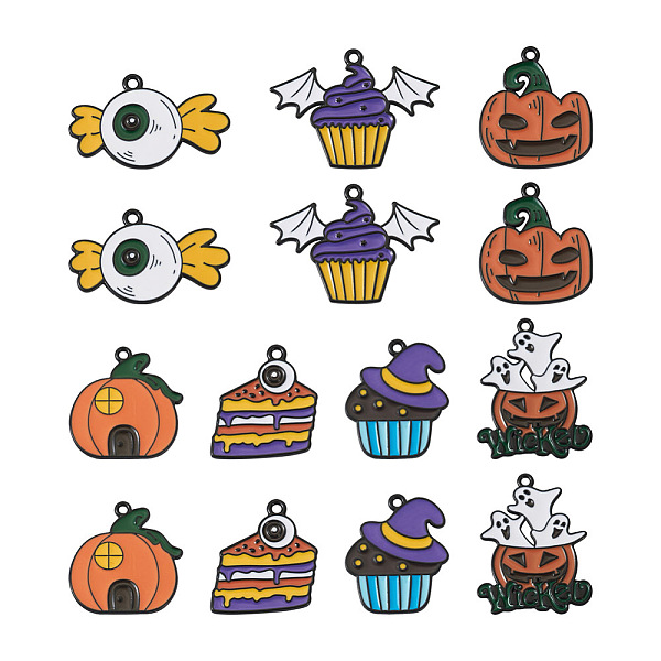 

PandaHall Beadthoven 21Pcs 7 Style Halloween Alloy Enamel Pendant, Mix-shaped, Mixed Color, 16~28.5x17.5~30x1mm, Hole: 1.4~1.5mm, 3pcs/style..., Multicolor