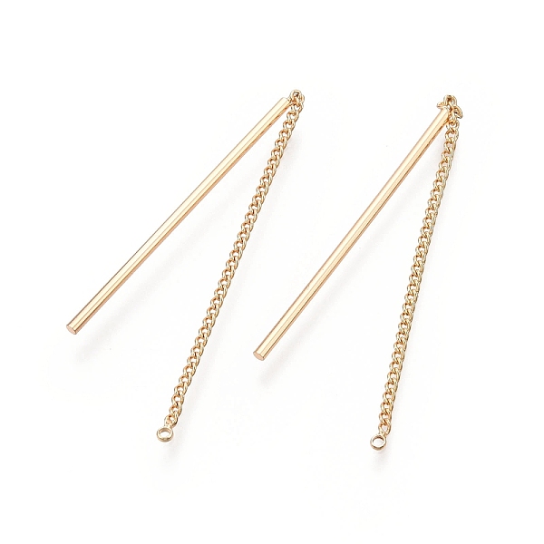 

PandaHall Brass Stud Earrings Finding, with Loops, Long Chain Tassel, Nickel Free, Real 18K Gold Plated, 90mm, Pin: 1.5mm Brass Others