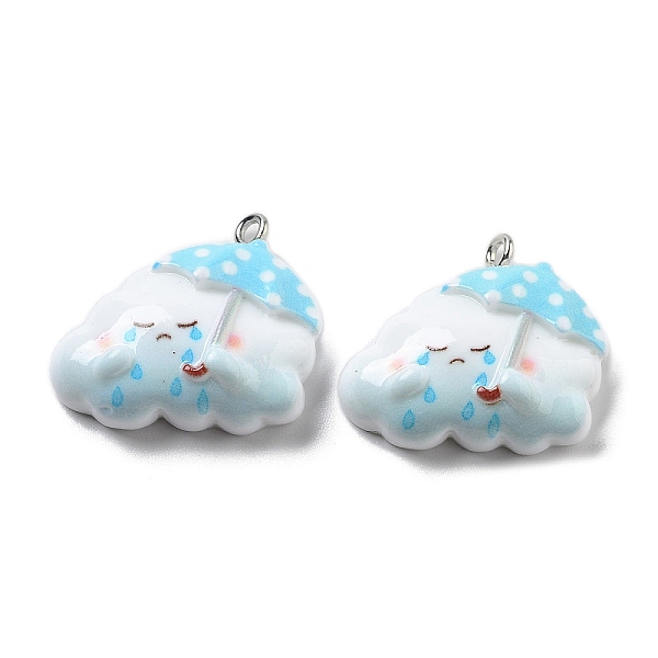 

PandaHall Weather Theme Opaque Resin Pendants, Cloud Charms with Umbrella, Sky Blue, 22x24.5x8mm, Hole: 2mm Resin Cloud
