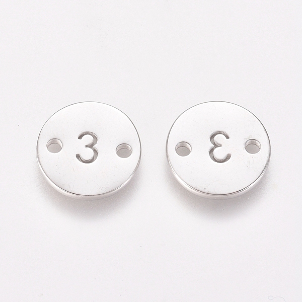 

PandaHall Numbers 304 Stainless Steel Links, for Craft Jewelry Making, Flat Round, Stainless Steel Color, Num.3, 10x1mm, Hole: 1.4mm 304...