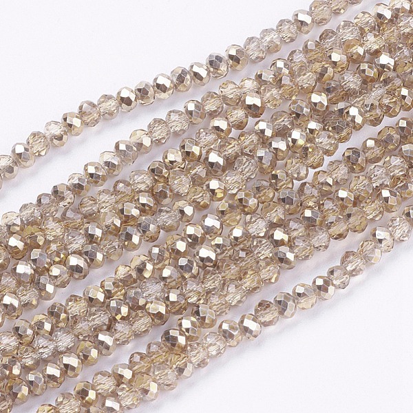 

PandaHall Transparent Painted Glass Beads Strands, Faceted, Rondelle, Gold, 3x2mm, Hole: 0.8mm, about 185~190pcs/strand, 15.5~16 inch...
