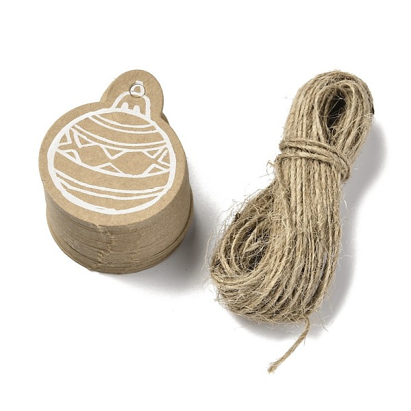 

PandaHall Christmas Theme Kraft Paper Gift Tags, Hang Tags, with Jute Twine, Christmas Ball, BurlyWood, 4.55x3.7x0.05cm, Hole: 5mm, 50pcs..., Orange