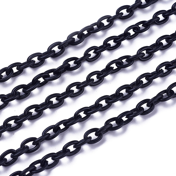 

PandaHall ABS Plastic Cable Chains, Oval, Black, 14.96 inch~15.35 inch(38~39cm), 5.5~6mm Plastic Black