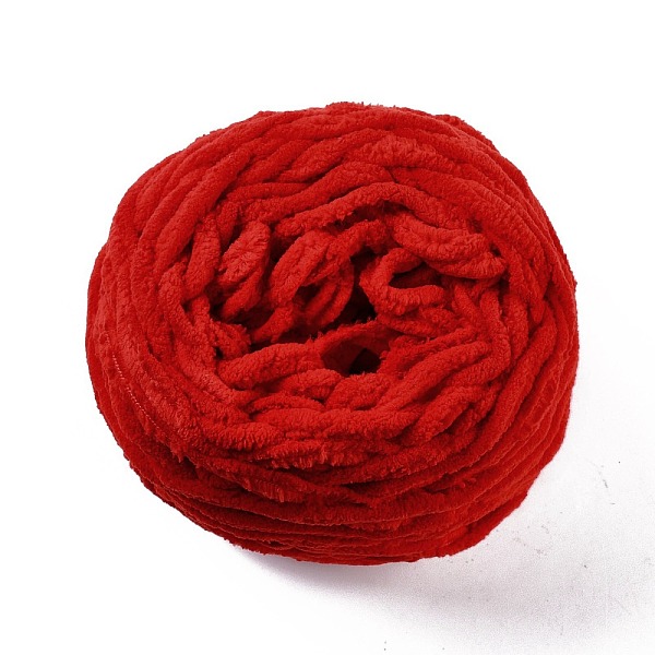 

PandaHall Soft Crocheting Yarn, Thick Knitting Yarn for Scarf, Bag, Cushion Making, Red, 7~8mm, 65.62 yard(60m)/roll Polyester Red