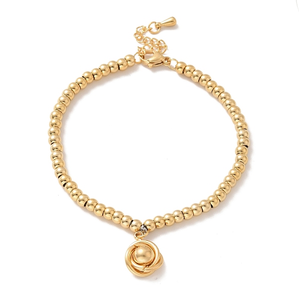 

PandaHall Vacuum Plating 201 Stainless Steel Interlocking Knot with Ball Charm Bracelet with Round Beads for Women, Golden, 8-7/8 inch...