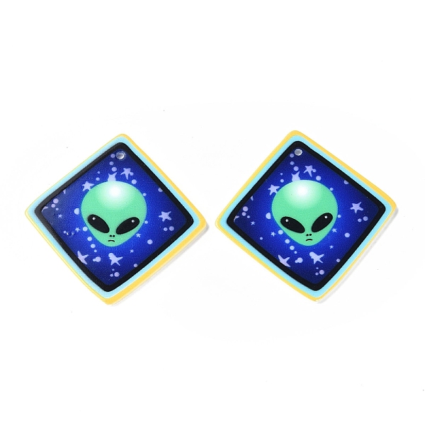 

PandaHall Alien Theme Acrylic Pendants, Rhombus Charms, Human Pattern, 44.5x44x2mm, Hole: 1.5mm Acrylic Human