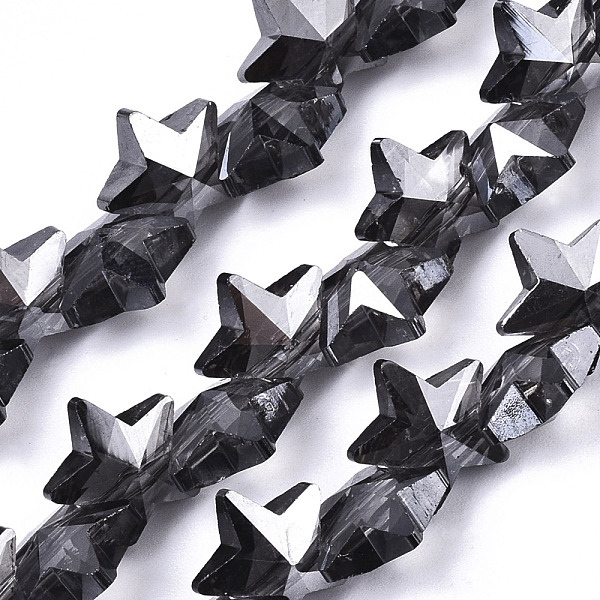 

PandaHall Electroplate Glass Beads Strands, Star, Pearl Luster Plated, 9.5x10x5.5mm, Hole: 0.9mm, about 103pcs/strand, 25.20 inch(64cm)..., Black