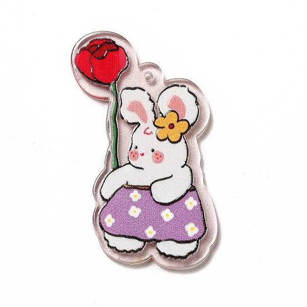 

PandaHall Transparent Printed Acrylic Pendants, Rabbit Charm, Balloon Pattern, 4.5x2.7x0.2cm, Hole: 1.5mm Acrylic Balloon