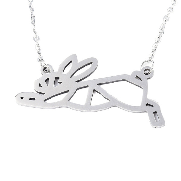

PandaHall 201 Stainless Steel Bunny Pendant Necklaces, with Cable Chains, Filigree Rabbit, Stainless Steel Color, 17.3 inch(44cm), 2mm, Hare...