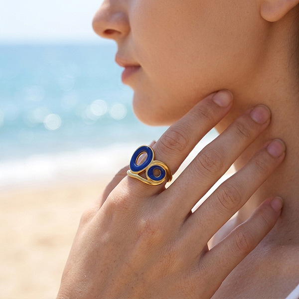 304 Stainless Steel Enamel Cuff Open Rings