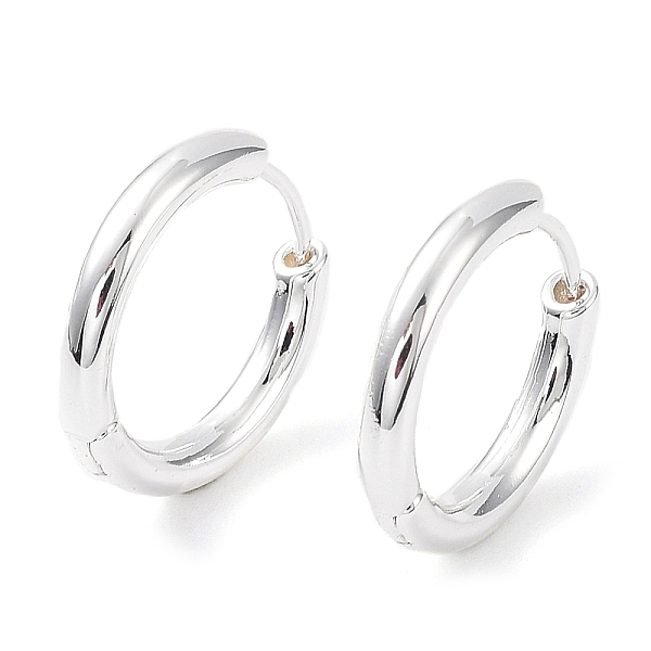 

PandaHall Rack Plating Brass Huggie Hoop Earrings, Cadmium Free & Lead Free, Silver, 17x17.5x3mm Brass