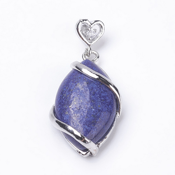 

PandaHall Natural Lapis Lazuli Pendants, with Brass Findings, Horse Eye, Platinum, 38x17x7mm, Hole: 3x4mm Lapis Lazuli Horse Eye