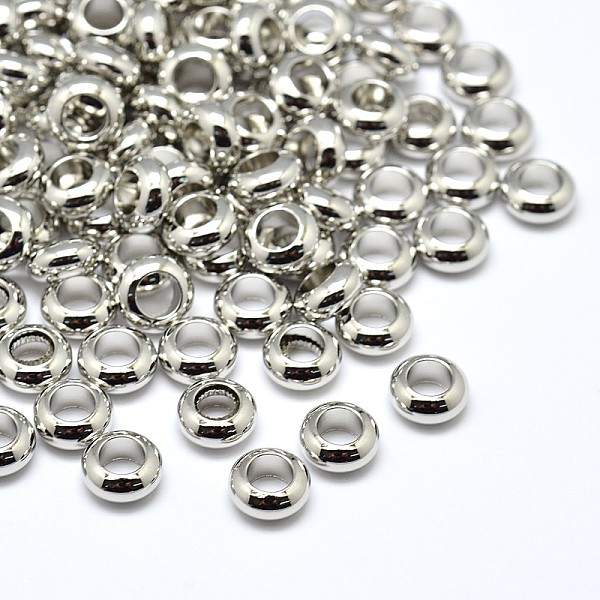 

PandaHall Brass Flat Round Spacer Beads, Platinum, 7x3mm, Hole: 3.5mm Brass Flat Round