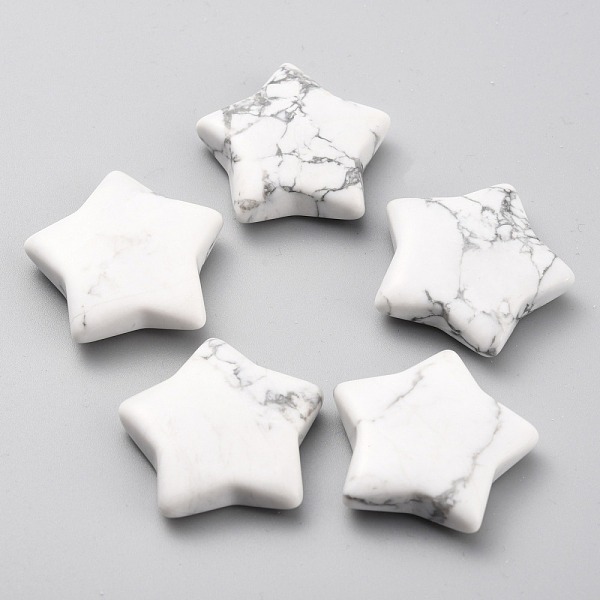 

PandaHall Natural Howlite Beads, No Hole, Star, 31x30.5x8~8.5mm Howlite Star