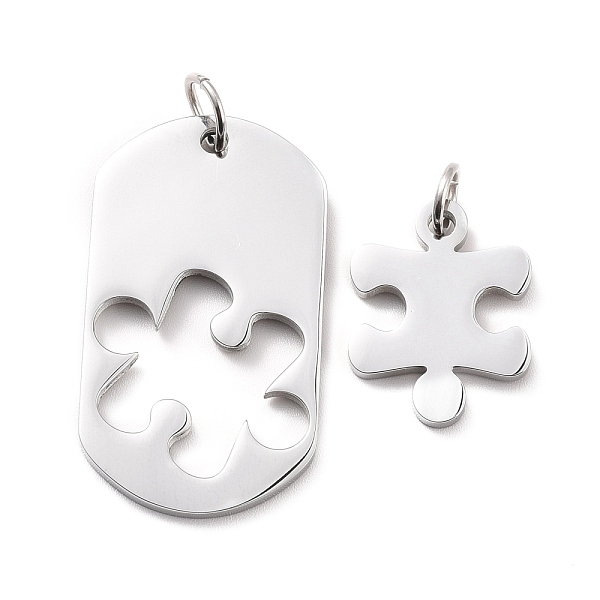 

PandaHall 304 Stainless Steel Pendants Set, with Jump Ring, Oval & Puzzle, Stainless Steel Color, 21.5~38.5x17~22x2mm, Hole: 5~6mm, 2pcs/set...