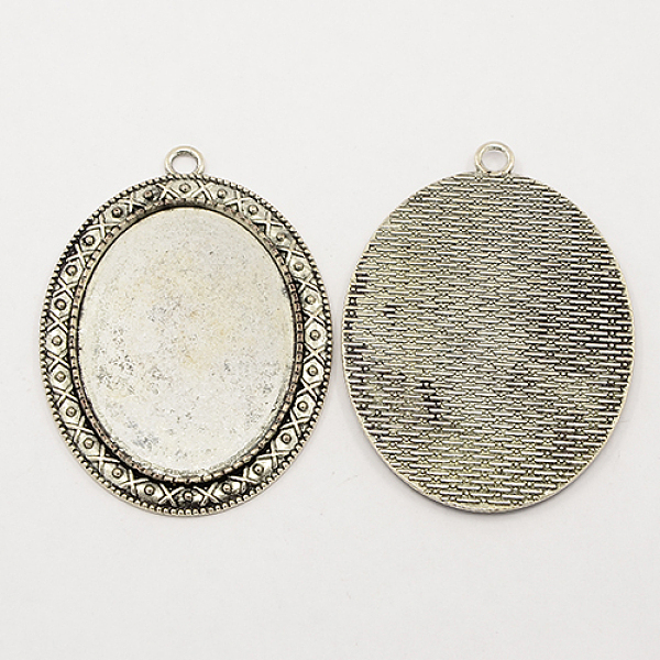

PandaHall Tibetan Style Zinc Alloy Pendant Cabochon Settings, Cadmium Free & Lead Free, Antique Silver, Flat Oval Tray: 40x30mm, 54.5x40x2mm...