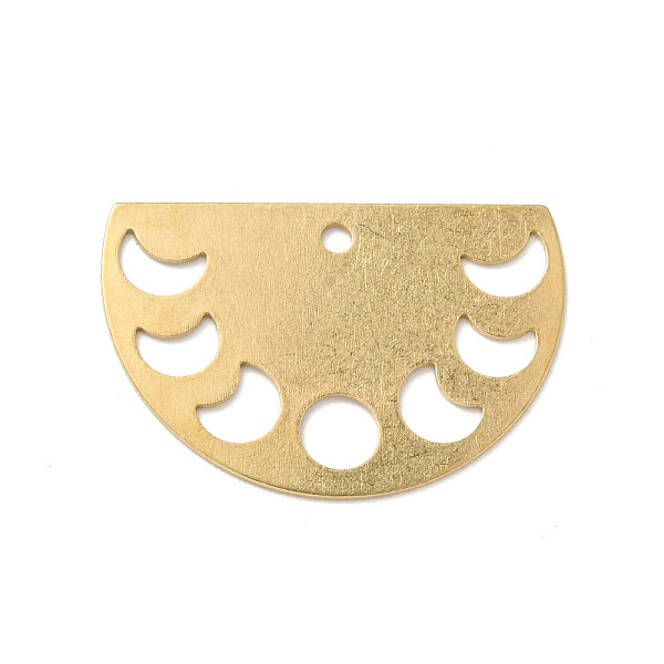 

PandaHall Brass Pendants, Half Round with Phase of the Moon, Golden, 20x30x0.5mm, Hole: 2mm Brass Half Round