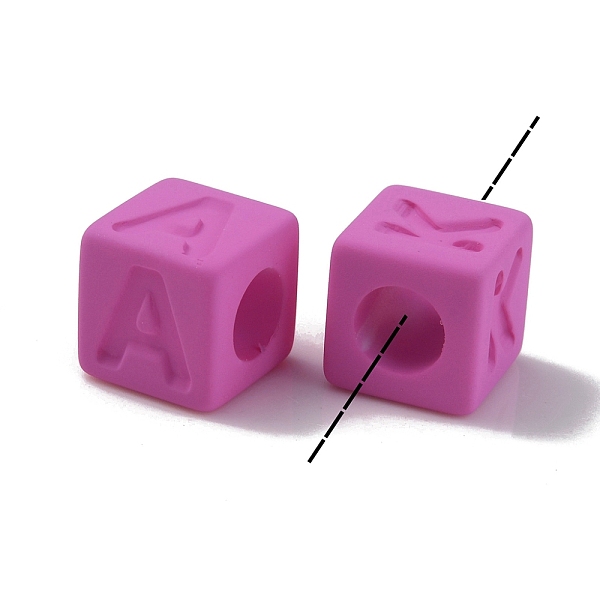 

PandaHall Rubberized Style Opaque Acrylic Beads, Square, Deep Pink, 12x12x12mm, Hole: 7mm Acrylic Square