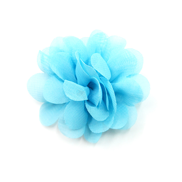 PandaHall Lace Costume Accessories, Flower, Deep Sky Blue, 50mm Cloth Flower Blue