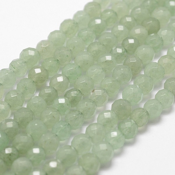 PandaHall Natural Green Aventurine Beads Strands, Faceted, Round, 10mm, Hole: 1mm, about 37pcs/strand, 14.9 inch~15.1 inch Green Aventurine...