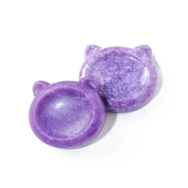 

PandaHall Natural Lepidolit Healing Cat Ornaments, Reiki Energy Stone Desktop Display Decorations, 50~55mm Lepidolite Cat Shape