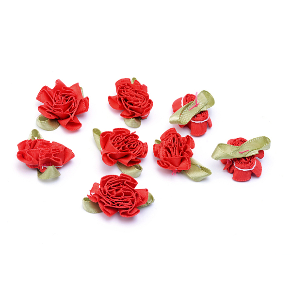 PandaHall Handmade Woven Costume Accessories, Flower, Red, 33x27x12mm Cloth Flower Red